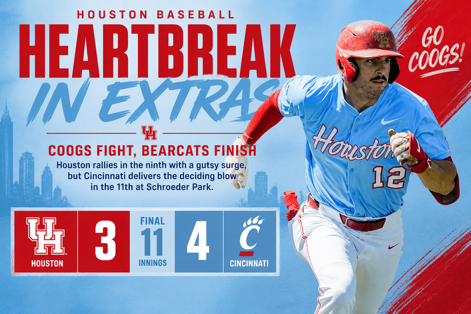 Houston Baseball drops to Cincinnati